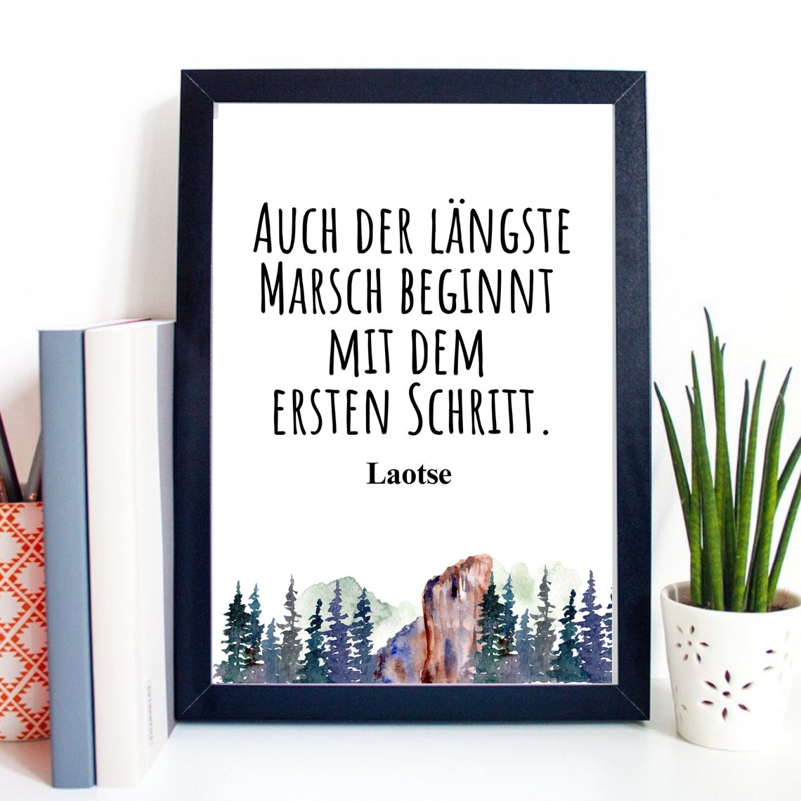 Lao Tzu First Step Journey Quote German Typography Wall Art Print - Image 2