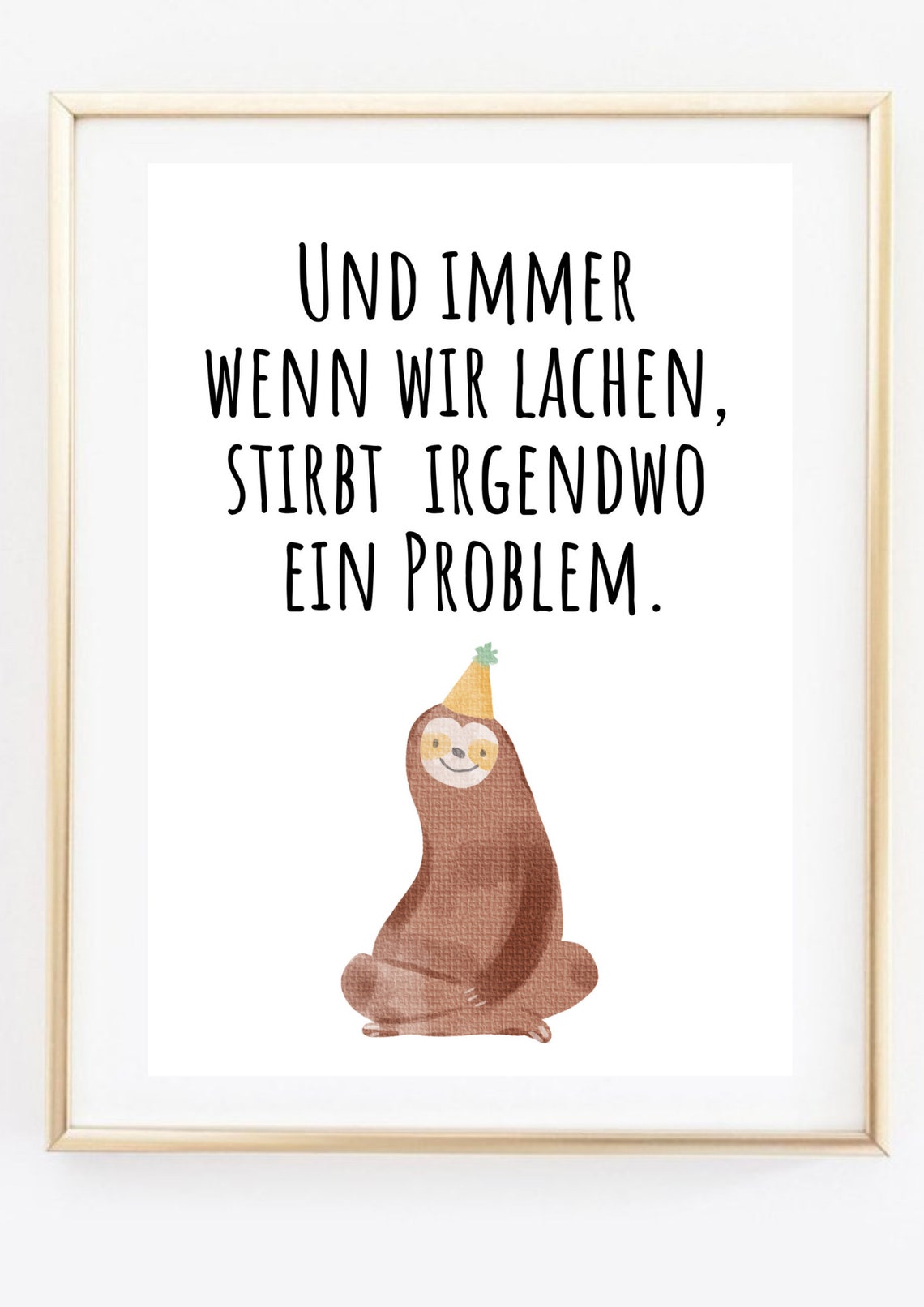 Funny German Sloth Quote Laugh Motivation Optimism Gift Poster - Image 3