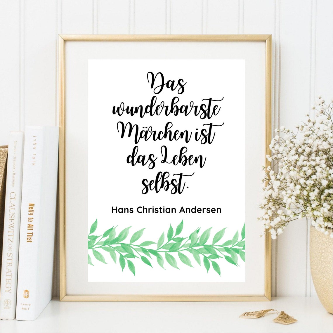 Hans Christian Andersen Life Fairy Tale German Quote Botanical Poster