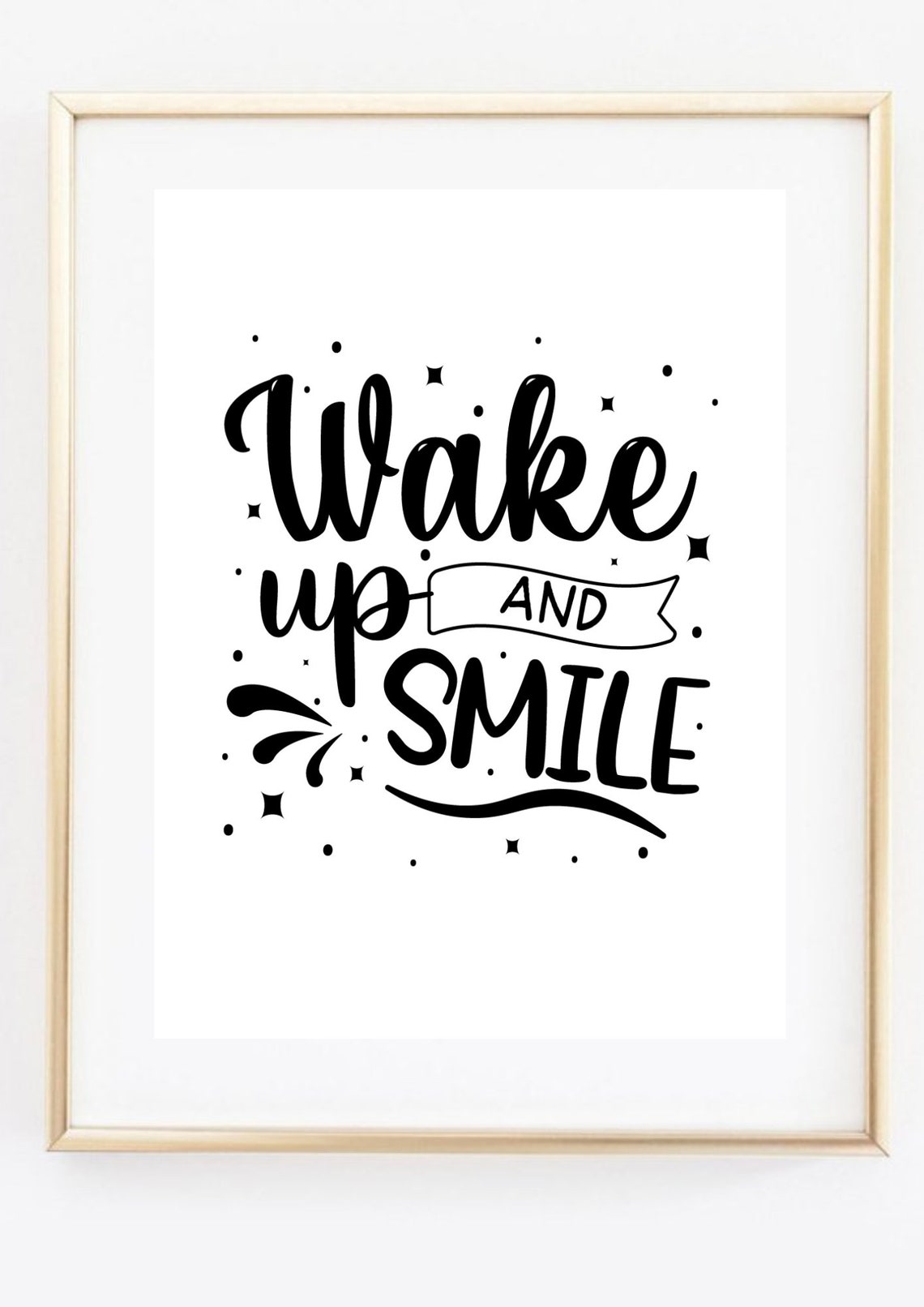 Wake Up And Smile Hand Lettered Motivational Quote Poster Good Mood - Image 3