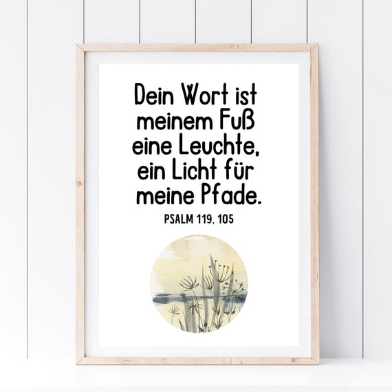 Din A4 Art Print Without Frame Bible Proverb Psalm A Light For My Paths Bible God Faith Baptism Confirmation Communion Birth Image
