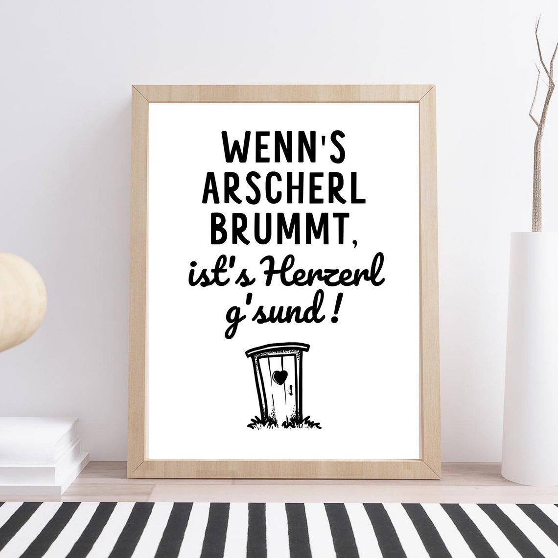 Funny Bavarian Toilet Humor German Dialect Bathroom Sign Poster - Image 3
