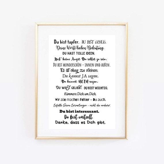 Din A4 Art Print Without Frame You Are Enough Gift Motivation Confirmation Communion Youth Room Courage Confirmation Encouragement Picture Teen