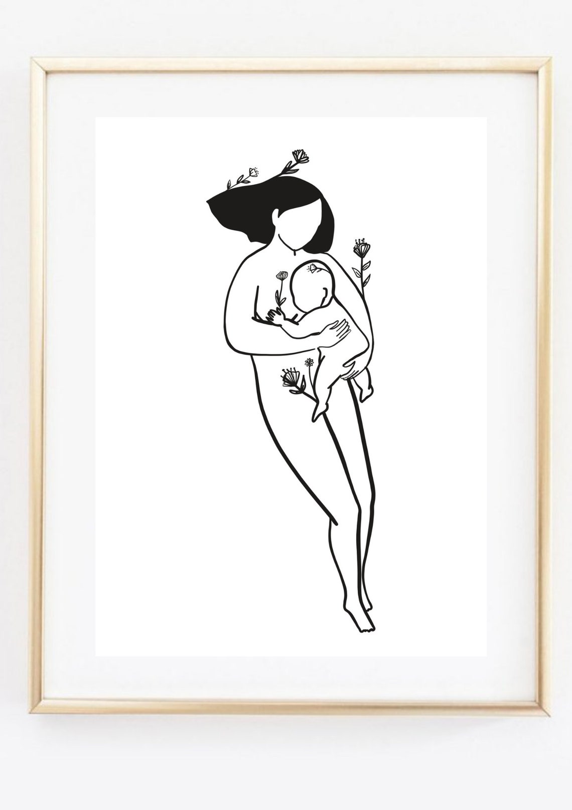 Din A4 Art Print Without Frame Reclining Mother With Baby Maternity Happiness Pregnancy Newborn Motherhood Motherly Love Midwife Poster - Image 2
