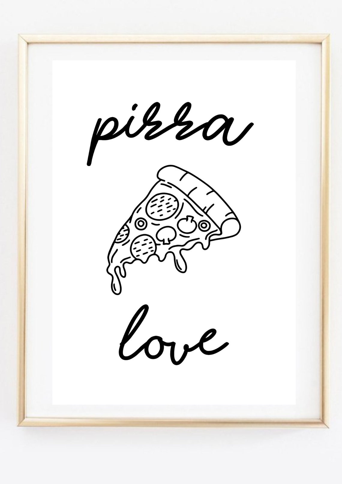 Cute Pizza Love Slice Doodle Minimalist Kitchen Decor Poster - Image 3