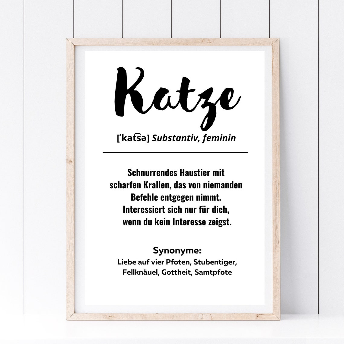 Katze Cat Dictionary Definition Funny German Typography Wall Art Print - Image 3