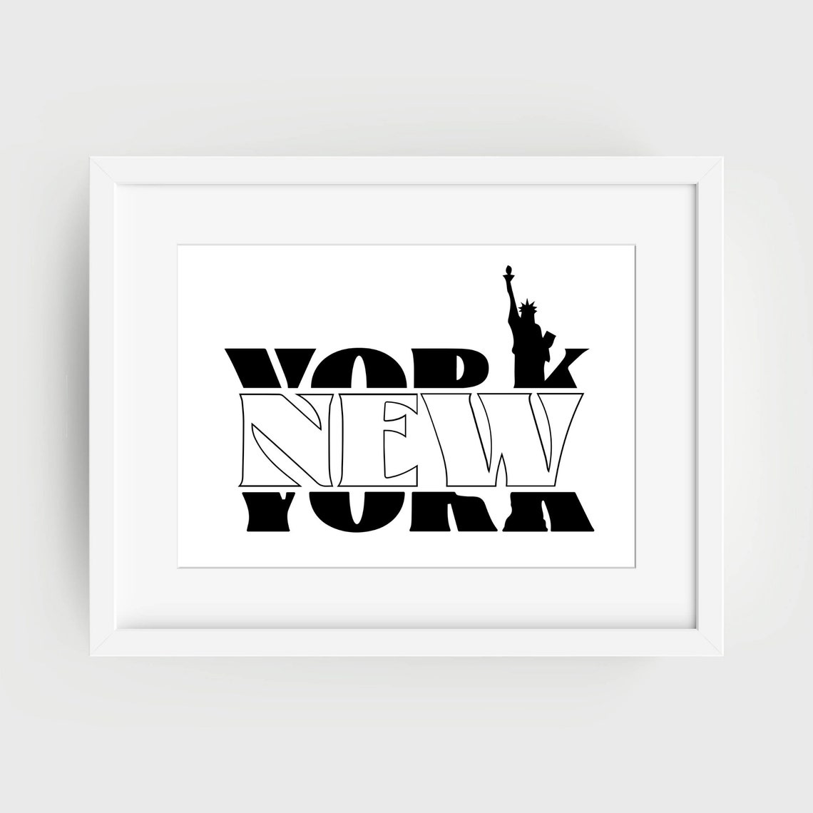 New York City Statue Of Liberty Bold Typography Travel Poster - Image 3