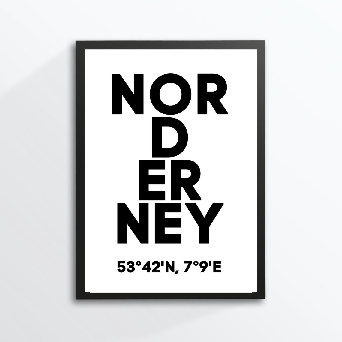 Norderney Island Germany Coordinates Typography North Sea Travel Print