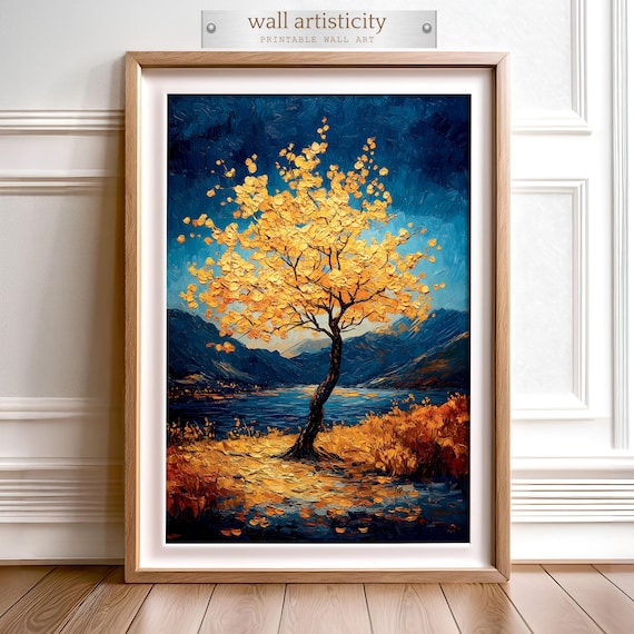 Fall Landscape, Textured Impasto Art