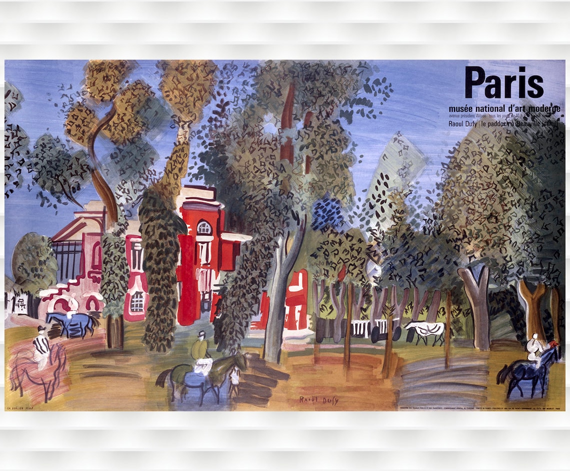 Raoul Dufy Paddock Deauville Paris Museum Modern Art Vintage Poster