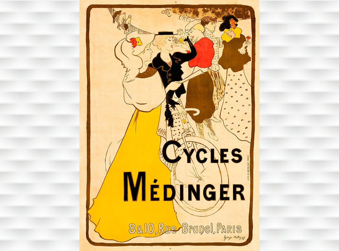 Cycles Medinger Georges Bottini 1897 Paris Belle Epoque Poster