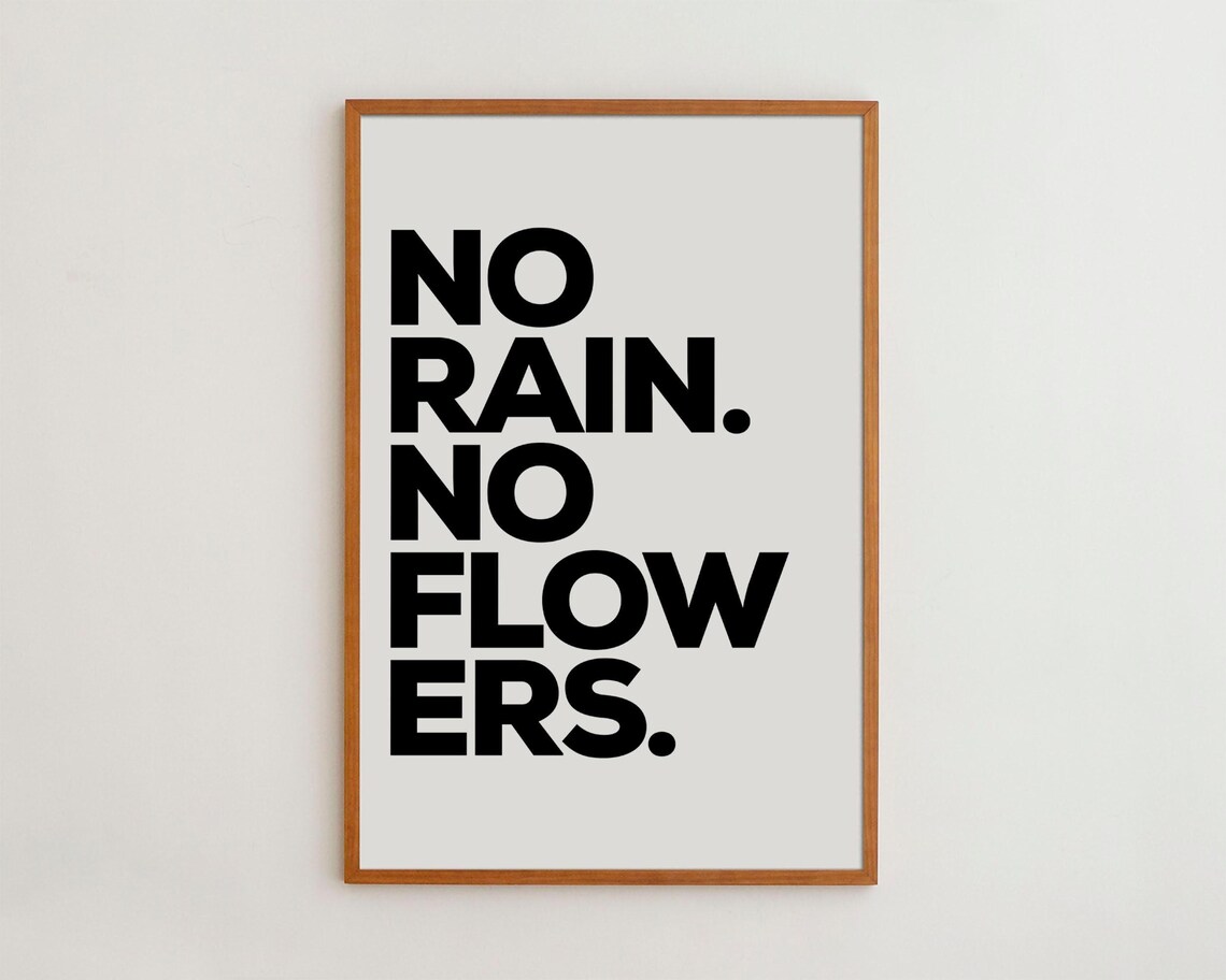 No Rain Flowers Black And White Poster Print