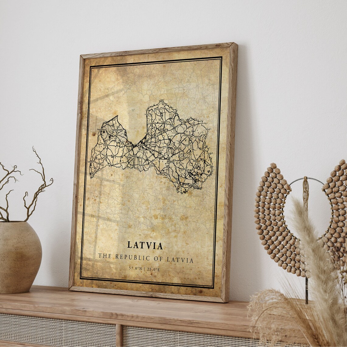 Latvia Republic Vintage Country Map Antique Parchment Poster - Image 4