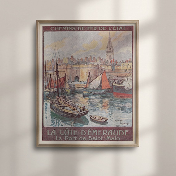 Saint Malo Emerald Coast Brittany Vintage French Railway Poster Art