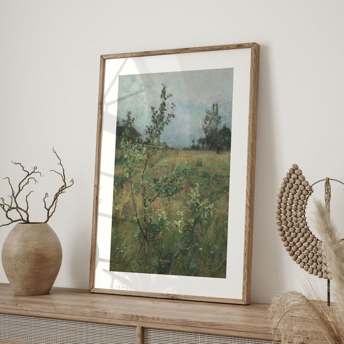 Spring Meadow Sapling Tree Vintage Landscape Painting Poster - Image 4