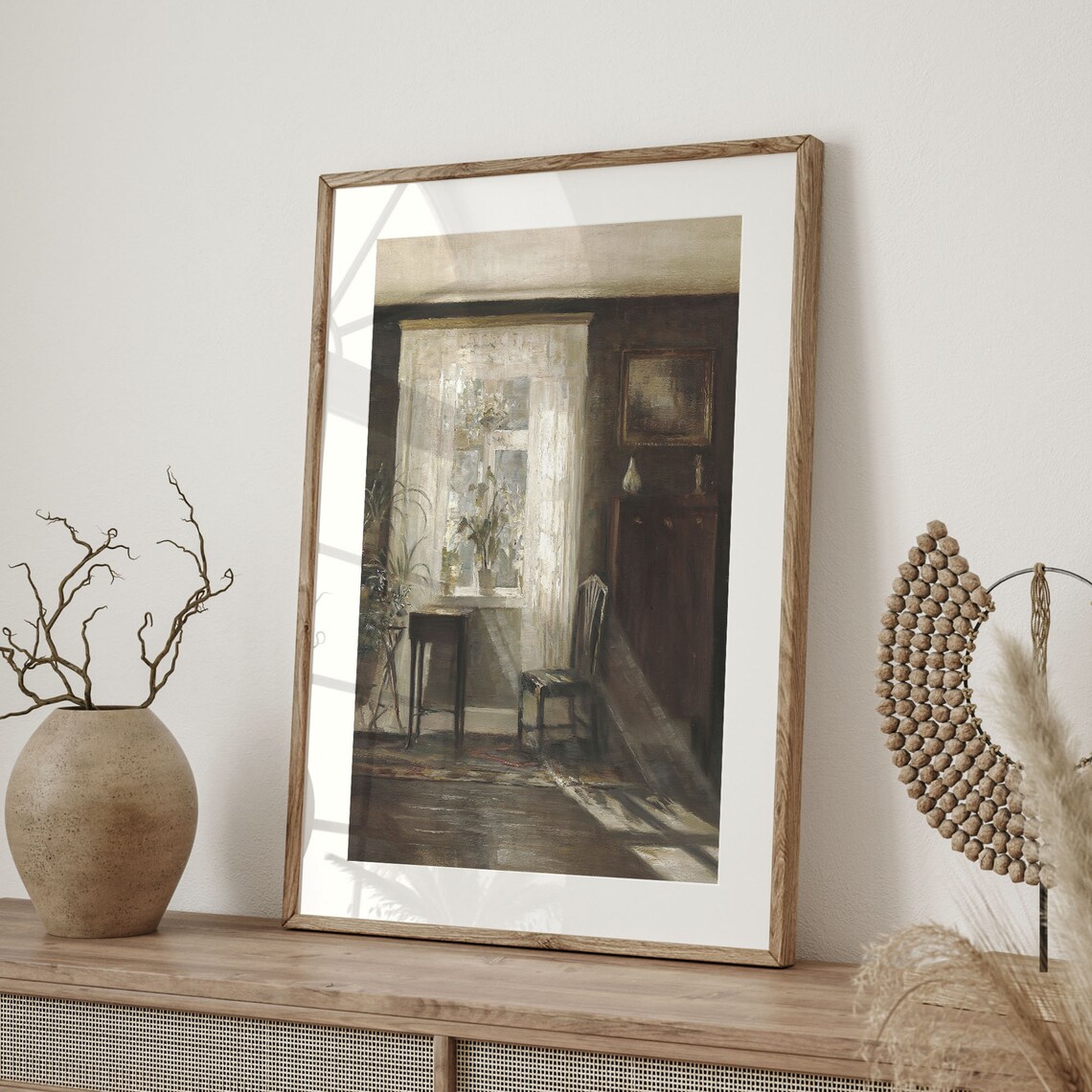 Sunlit Window Interior Vintage European Room Oil Painting Poster - Image 4