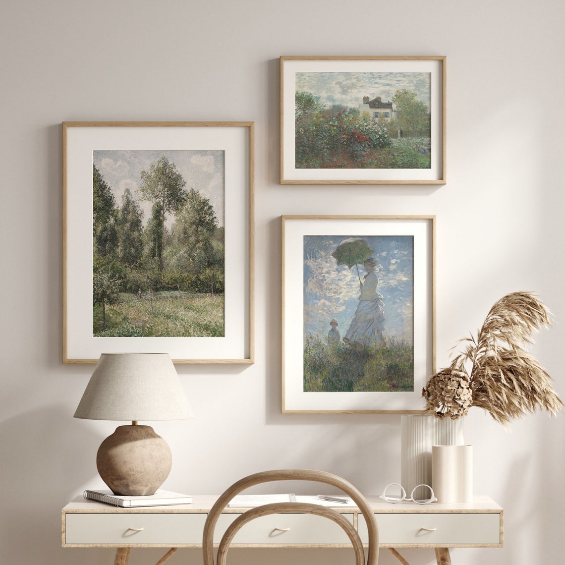 Sunlit Meadow Tall Trees Vintage Impressionist Landscape Poster - Image 2