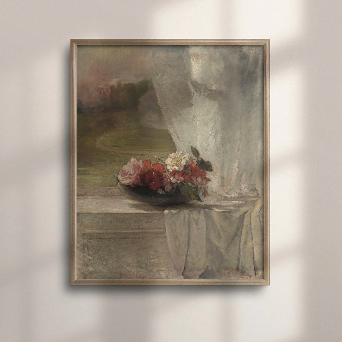 Vintage Pink Roses Still Life Painting Antique Floral Art Oil Painting Reproduction Rose Bouquet Wall Decor C16 1128