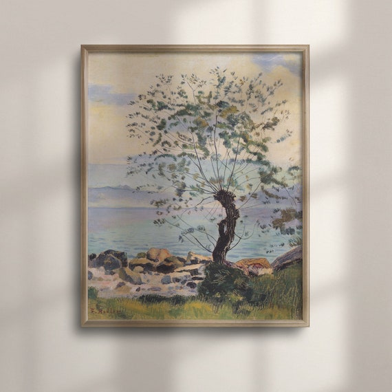 Willow Tree By The Lake Ferdinand Hodler 1890 Fine Art Reproduction Wall Decor Post Impressionism Housewarming C16 1061