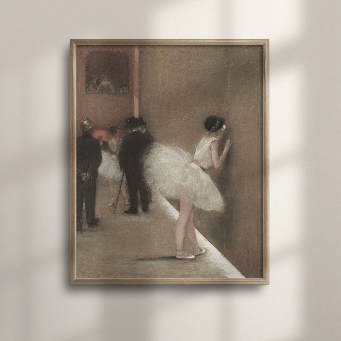 Vintage French Ballerina Backstage White Tutu Ballet Dancer Art Poster
