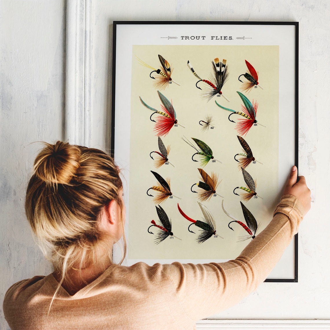 Trout Flies Vintage Fishing Poster, Cabin Decor - Image 2