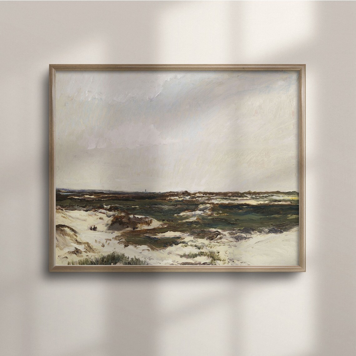 Coastal Dunes with Rolling Waves Vintage Beach Landscape Painting Poster