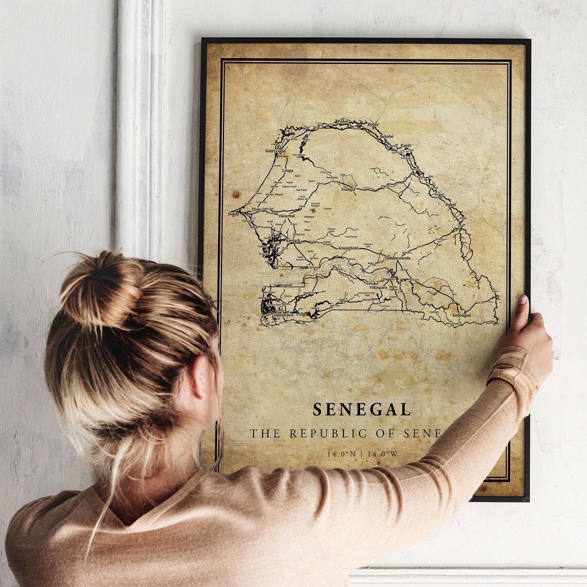 Senegal Vintage Map Poster, Country Road Map - Image 2