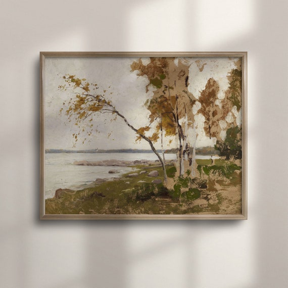 Lakeside Landscape Fine Art Prints Vintage Wall Decor For Living Room Classic Farmhouse Style Unique Room Accent Artwork C16 547