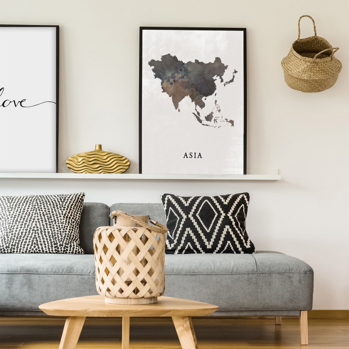 Asia Watercolor Continent Map Minimalist Modern Neutral Decor Poster - Image 4