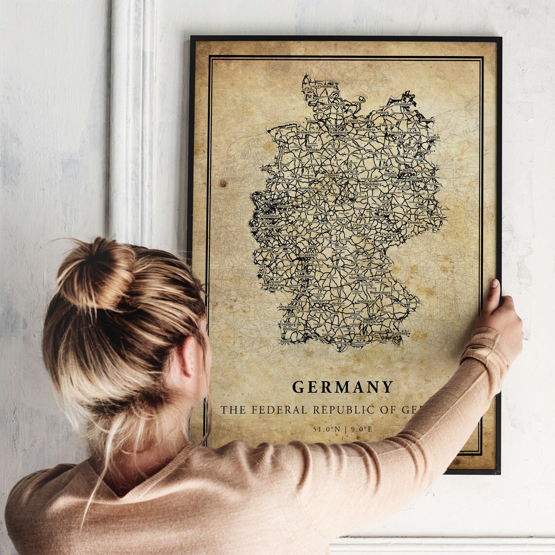Germany Vintage Map Poster, Country Street Road Map - Image 2