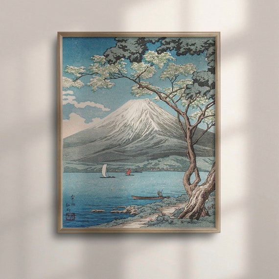 Mount Fuji View From Lake Yamanaka Takahashi Hiroaki Ukiyo E Wall Art Japanese Decor Unique Gift Idea Colorful Poster C16 864