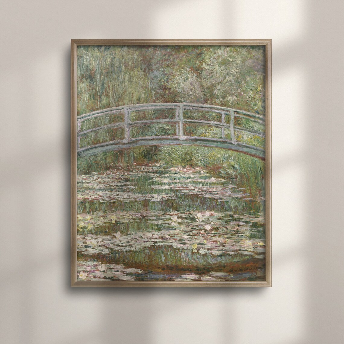 Monet Bridge Over Pond Of Water Lilies Vintage Poster