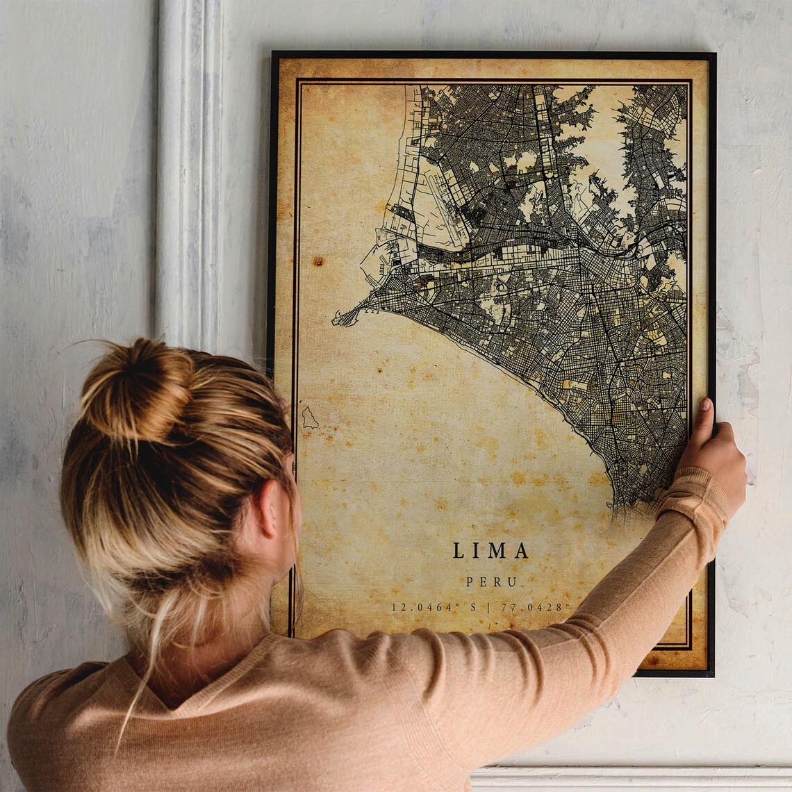 Lima Vintage Map Poster, Rustic Peru Travel Art - Image 2