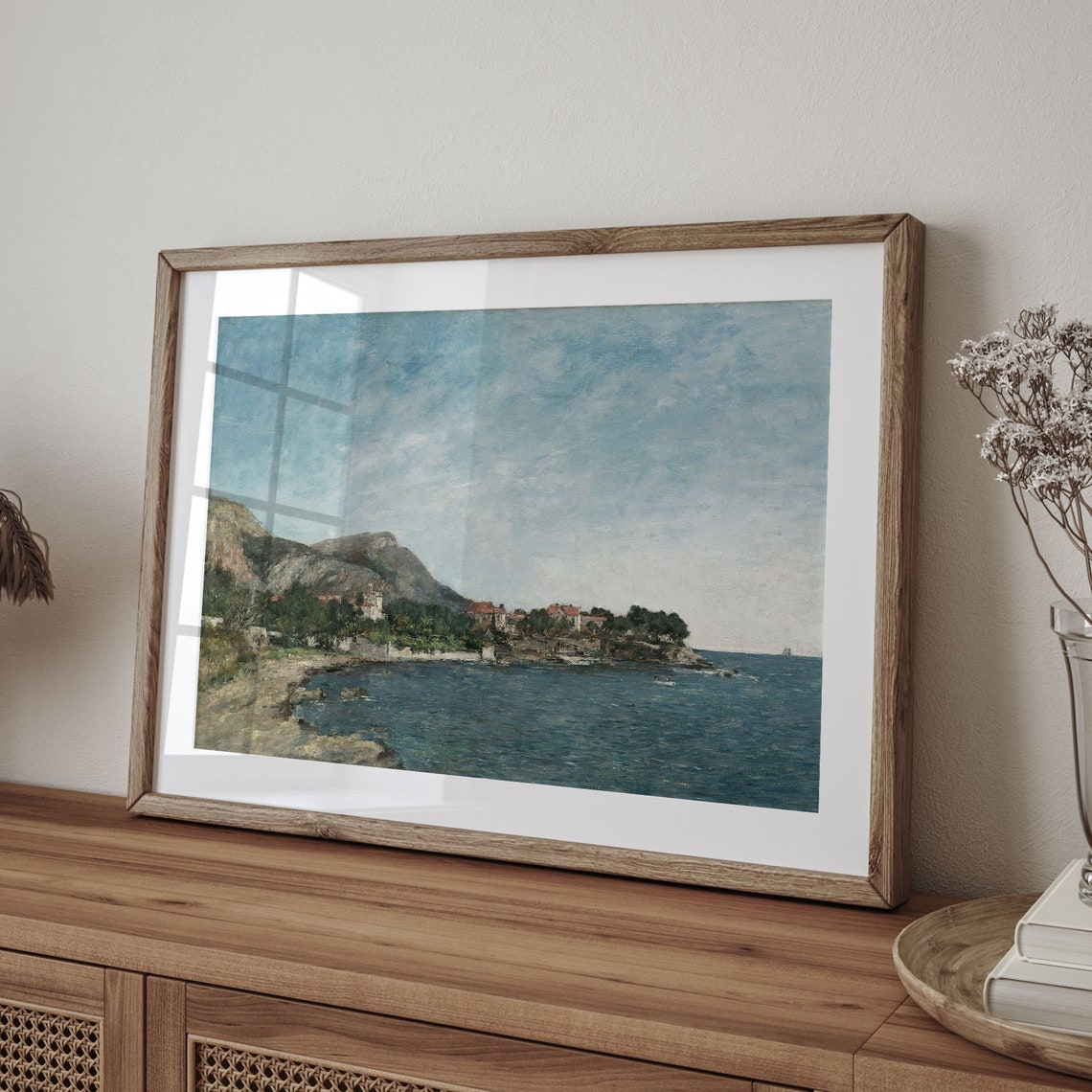 Sunlit Coastal Village Impressionist Seascape Painting Poster - Image 4