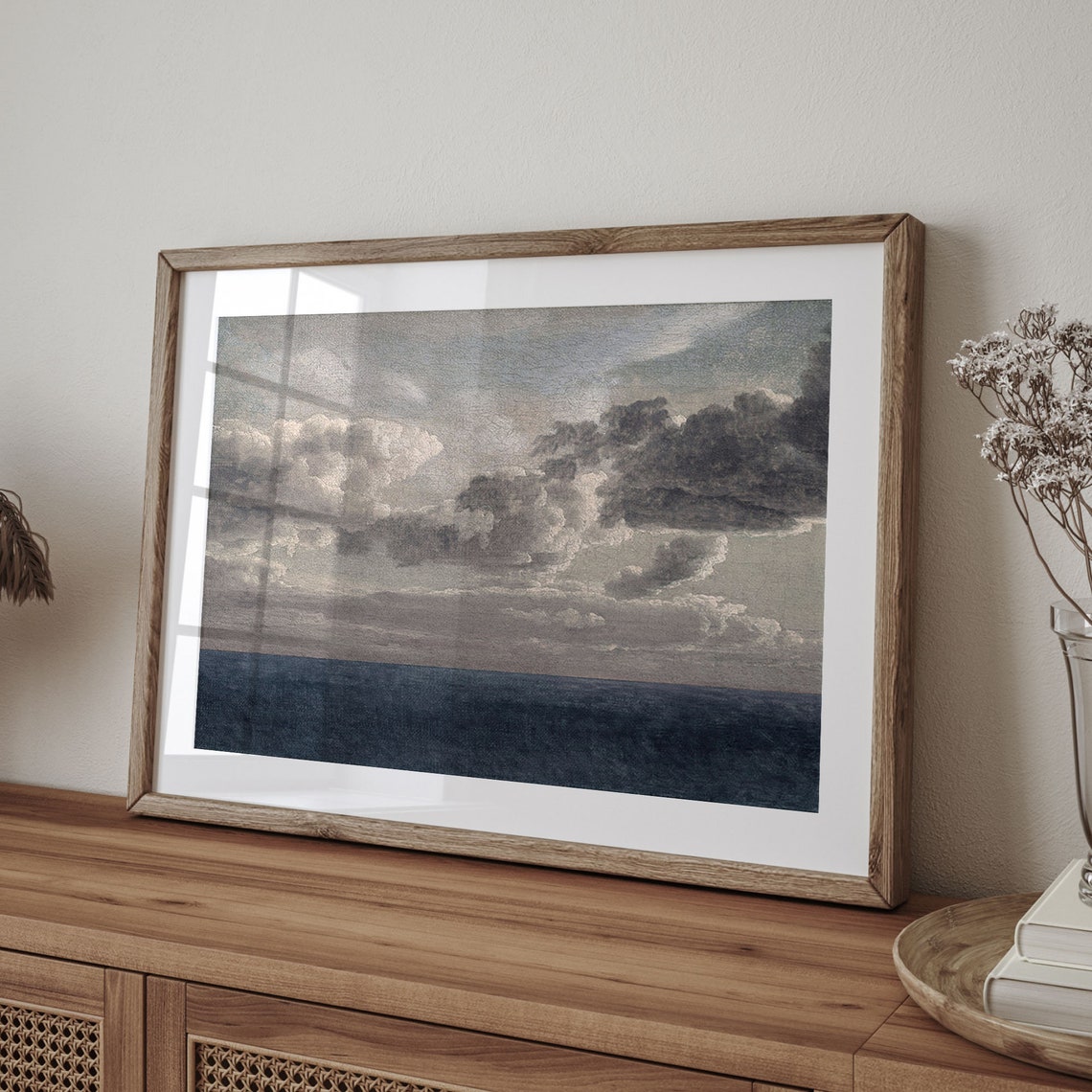 Moody Seascape Dramatic Clouds Over Dark Ocean Oil Painting Print - Image 4