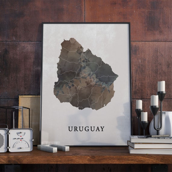 Uruguay Vintage Style Map Print, Travel Poster