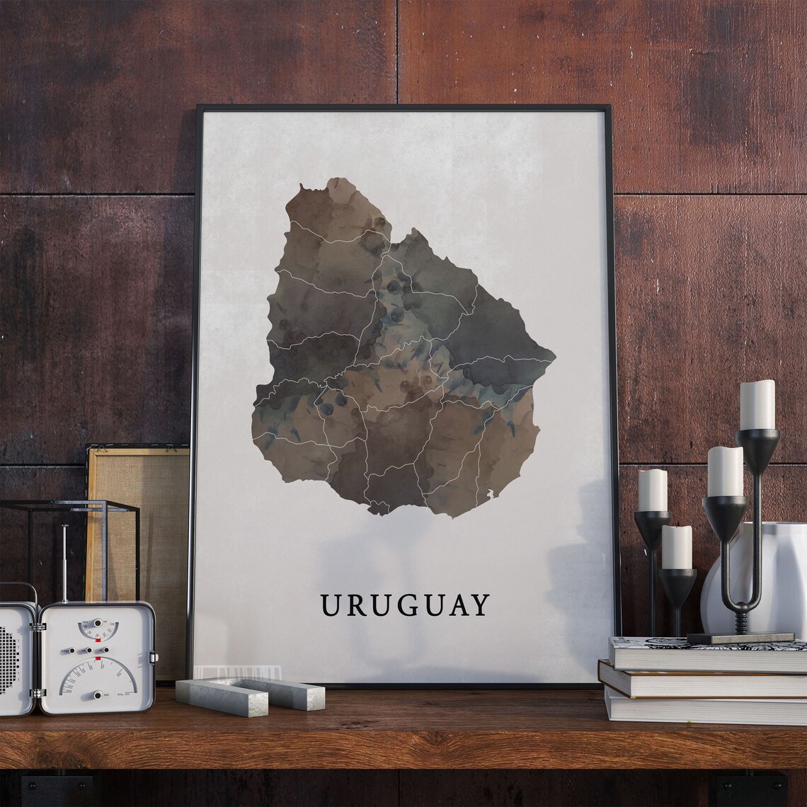 Uruguay Vintage Style Map Print, Travel Poster