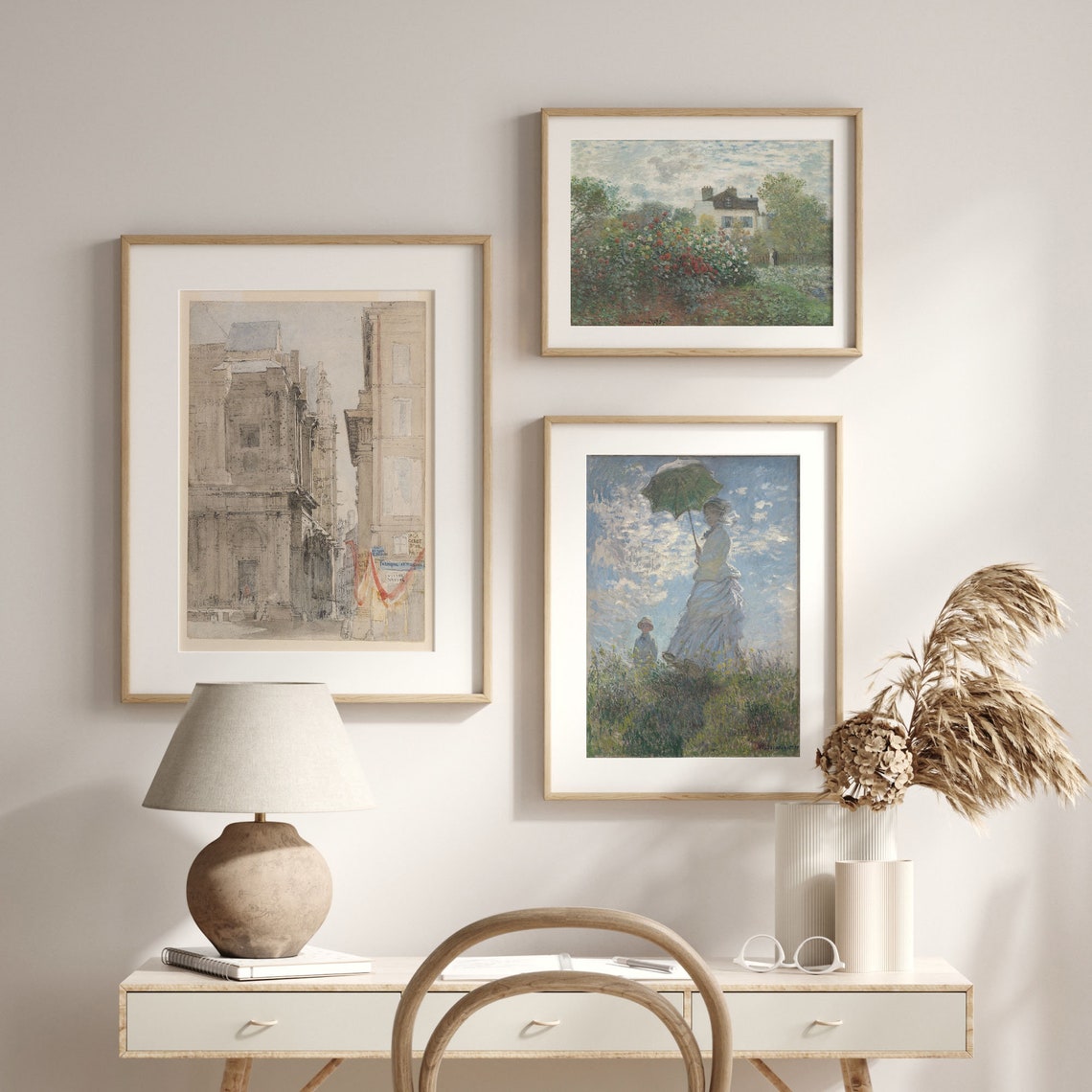 Old European Church Facade Watercolor Street Scene Painting Poster - Image 2