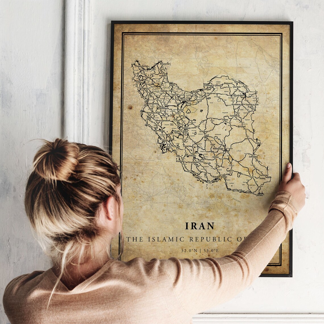 Iran Vintage Map Poster Print, Country Road Map - Image 2