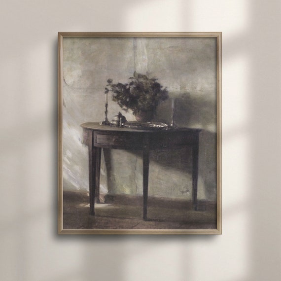 Moody Still Life Artwork Dark Academia Decor Vintage Oil Painting Neutral Home Decor Interior Wall Art C16 1120