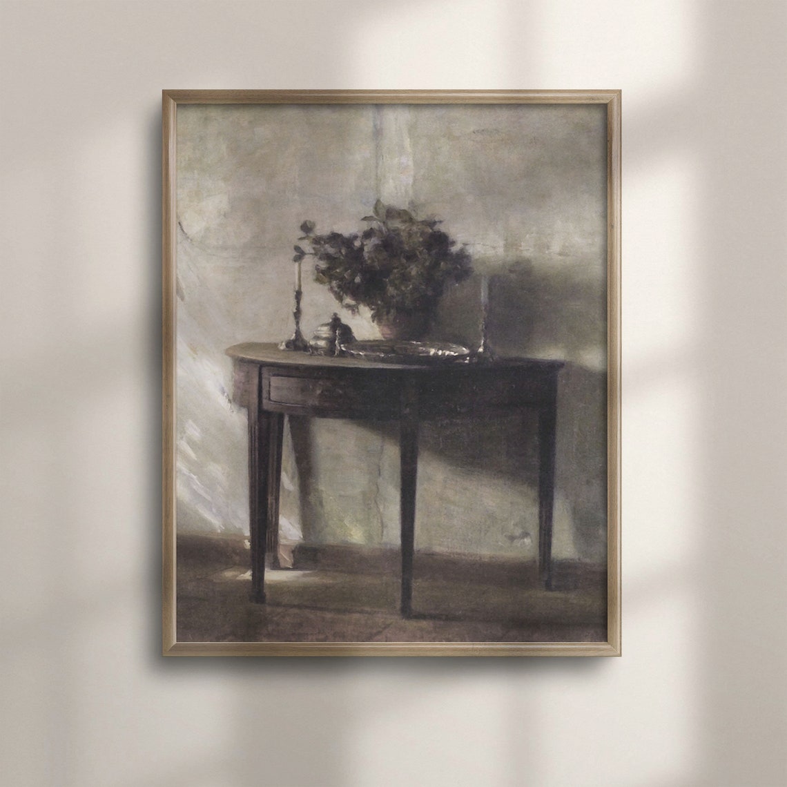 Moody Dark Academia Table Still Life Vintage Interior Art Poster