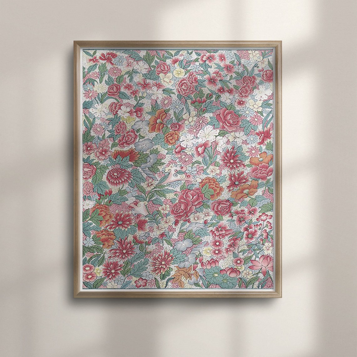 Chinese Porcelain Mille Fleurs Dense Floral Pattern Art Poster