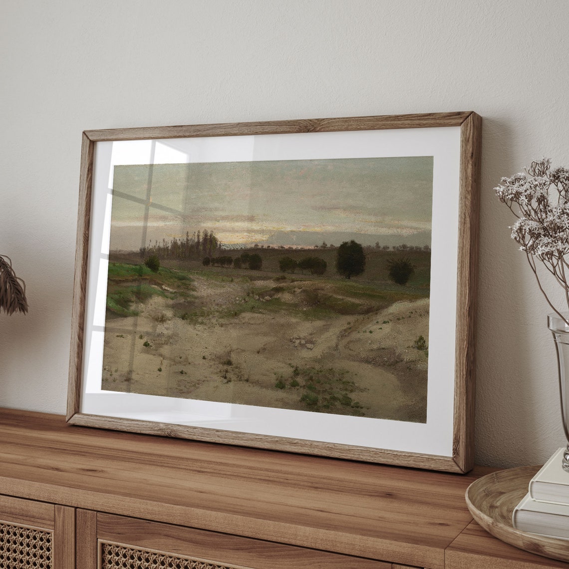 Sandy Dunes at Sunset Vintage Minimalist Landscape Painting Poster - Image 4