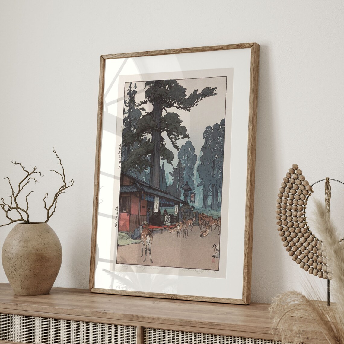 Way to the Kasuga Shrine Nara Deer Japanese Woodblock Style Poster - Image 4