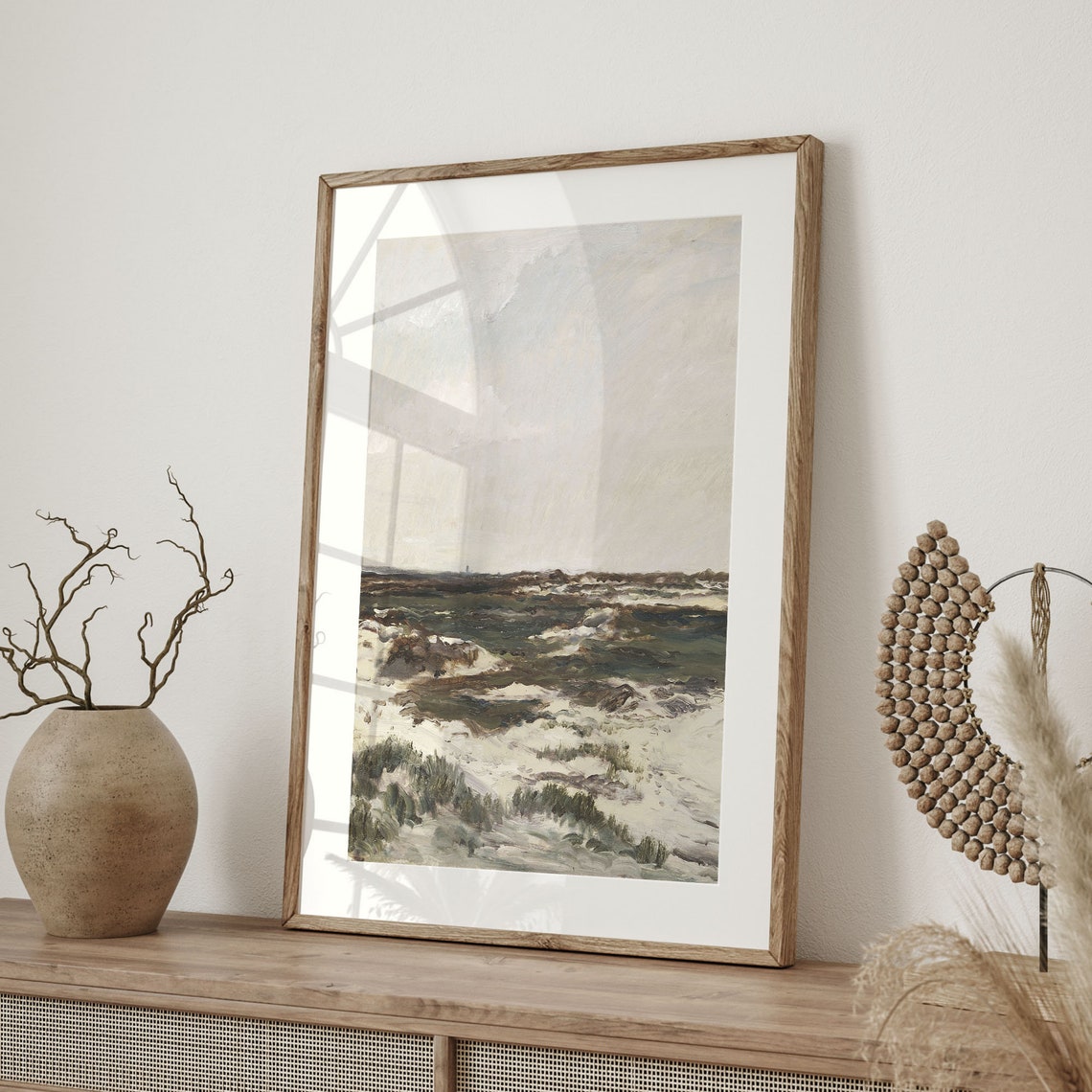 Moody Coastal Dunes Landscape Vintage Impressionist Beach Art Poster - Image 4