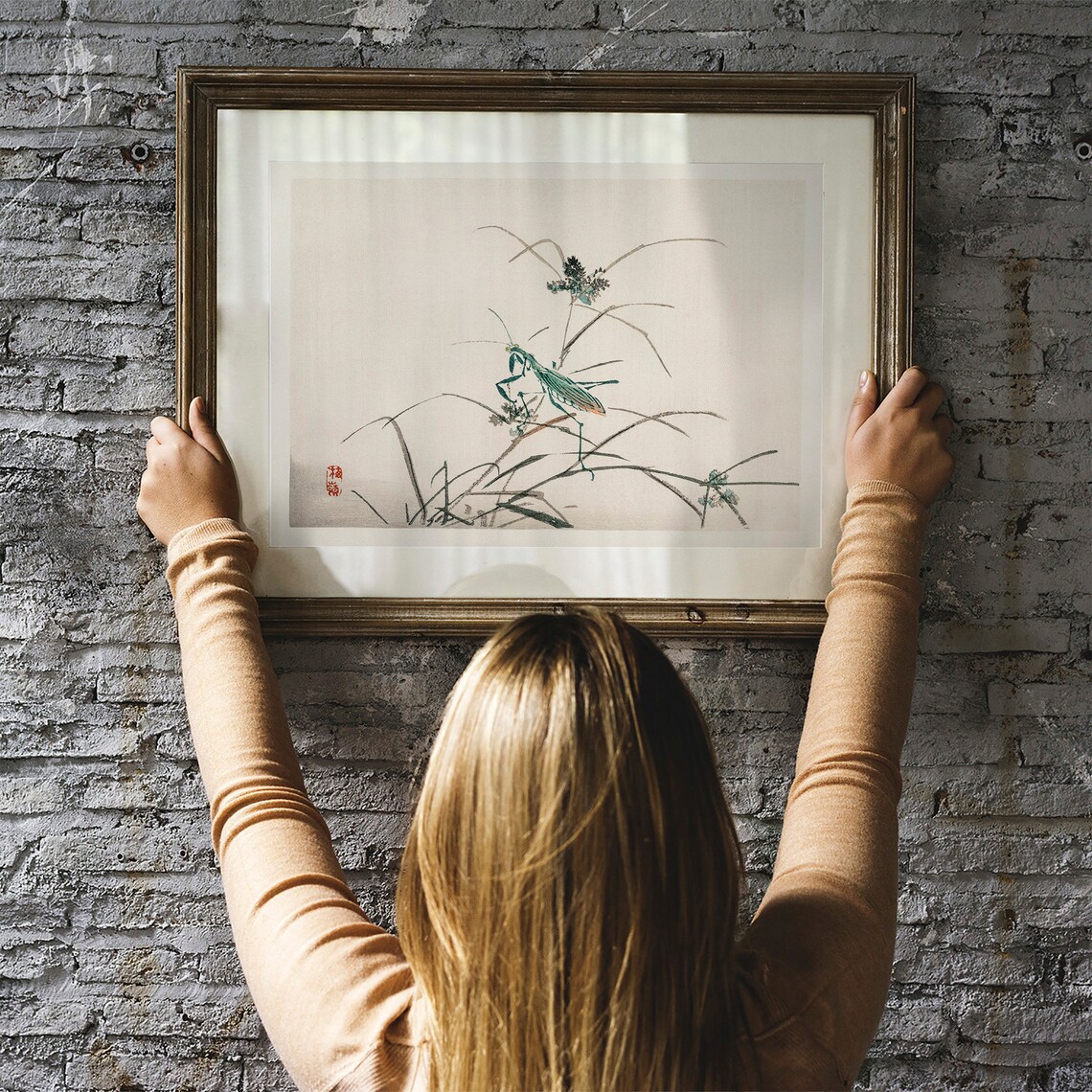 Grasshopper and Praying Mantis Vintage Animal Art Print - Image 3