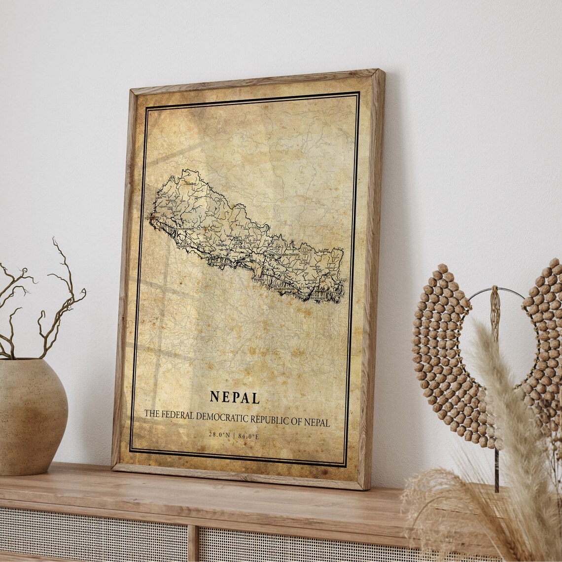 Nepal Vintage Map Poster, Country Road Map Art Print - Image 4