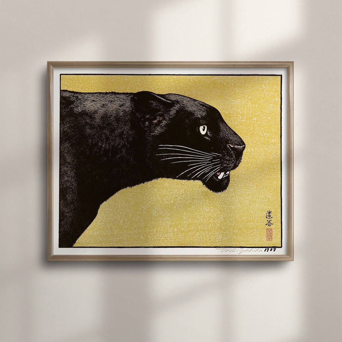 Ukiyo-E Black Panther Japanese Cat Art Print - Image 4