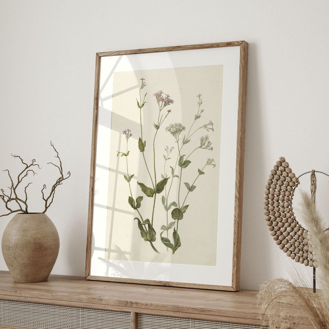 Delicate Wildflowers Vintage Botanical Illustration Cream Poster - Image 4
