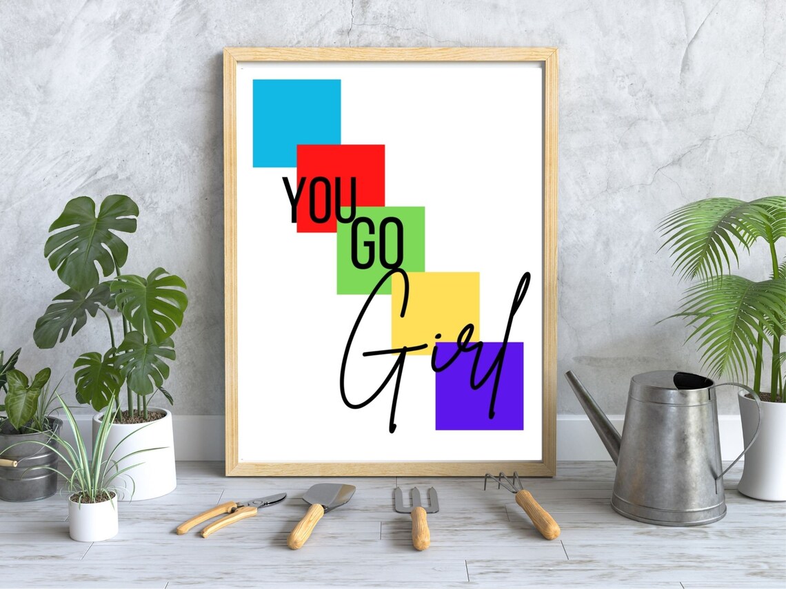 You Go Girl Colorful Block Motivational Typography Quote Wall Art - Image 3